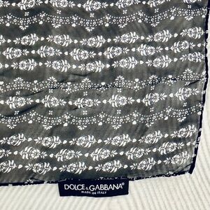 Dolce & Gabbana Scarf - Navy Blue with White Floral Design | 25x25”